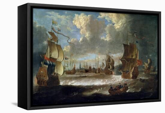 Ships in a Lagoon, 17th or Early 18th Century-Abraham Storck-Framed Premier Image Canvas