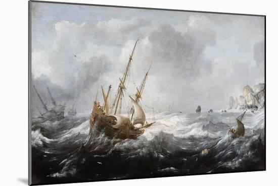 Ships in a Storm on a Rocky Coast, 1614-8-Jan Porcellis-Mounted Giclee Print