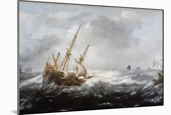 Ships in a Storm on a Rocky Coast - Peinture De Jan Porcellis (1582/5-1632) - 1614-1618 - Oil on Wo-Jan Porcellis-Mounted Giclee Print