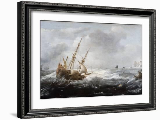 Ships in a Storm on a Rocky Coast - Peinture De Jan Porcellis (1582/5-1632) - 1614-1618 - Oil on Wo-Jan Porcellis-Framed Giclee Print