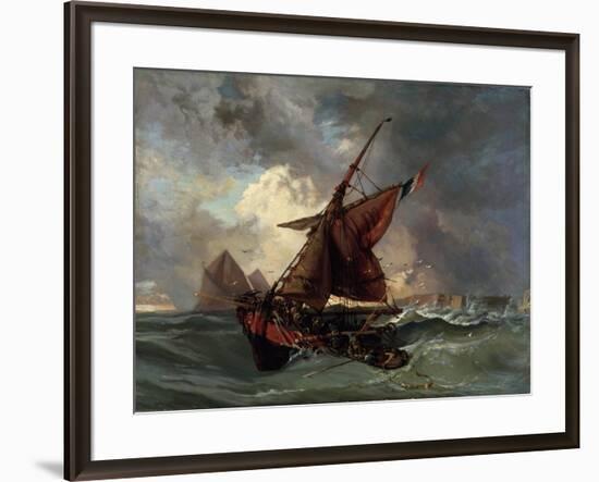 Ships in a Stormy Sea, 19th Century-Eugene Delacroix-Framed Giclee Print