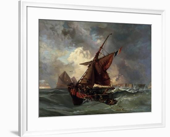 Ships in a Stormy Sea, 19th Century-Eugene Delacroix-Framed Giclee Print