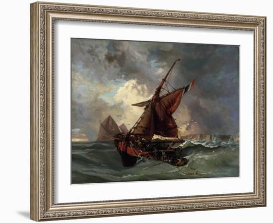 Ships in a Stormy Sea, 19th Century-Eugene Delacroix-Framed Giclee Print