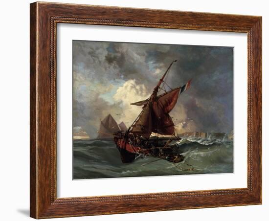 Ships in a Stormy Sea, 19th Century-Eugene Delacroix-Framed Giclee Print