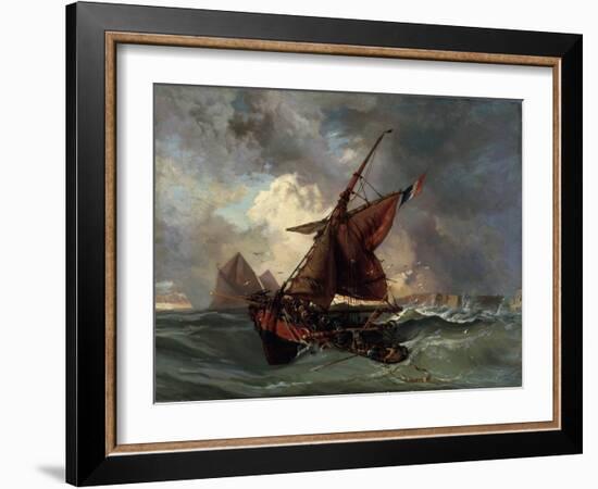 Ships in a Stormy Sea, 19th Century-Eugene Delacroix-Framed Giclee Print