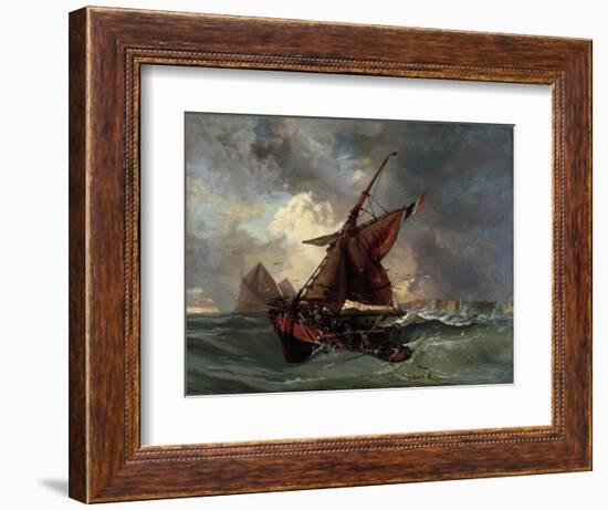 Ships in a Stormy Sea, 19th Century-Eugene Delacroix-Framed Giclee Print