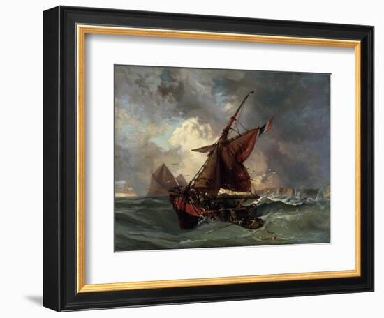 Ships in a Stormy Sea, 19th Century-Eugene Delacroix-Framed Giclee Print