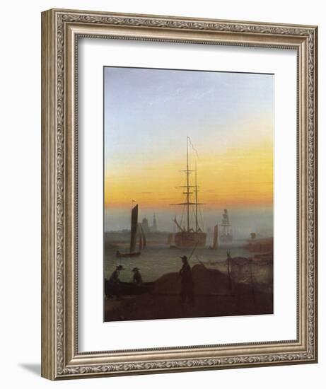 Ships in Greifswald Harbor-Caspar David Friedrich-Framed Giclee Print