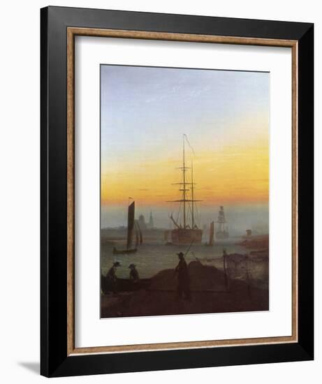 Ships in Greifswald Harbor-Caspar David Friedrich-Framed Giclee Print