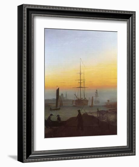 Ships in Greifswald Harbor-Caspar David Friedrich-Framed Giclee Print