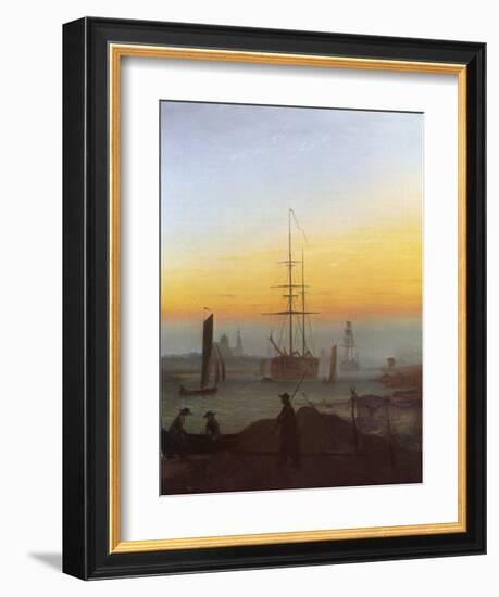 Ships in Greifswald Harbor-Caspar David Friedrich-Framed Giclee Print