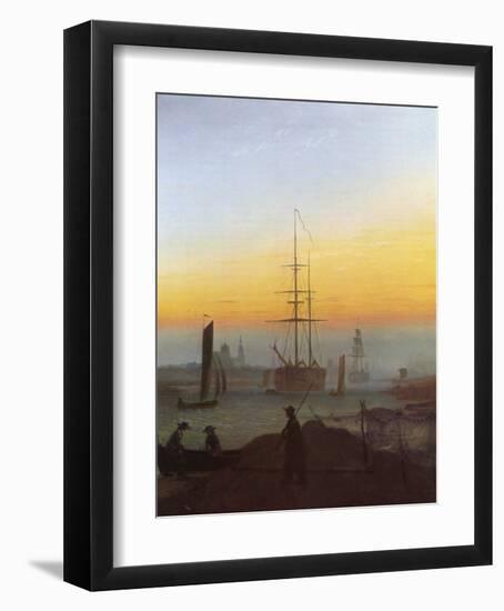 Ships in Greifswald Harbor-Caspar David Friedrich-Framed Giclee Print