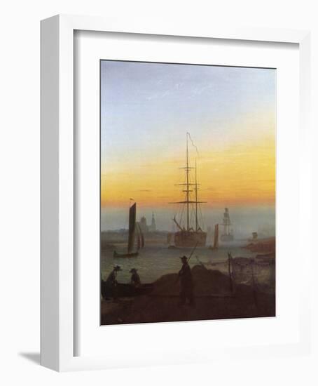 Ships in Greifswald Harbor-Caspar David Friedrich-Framed Giclee Print