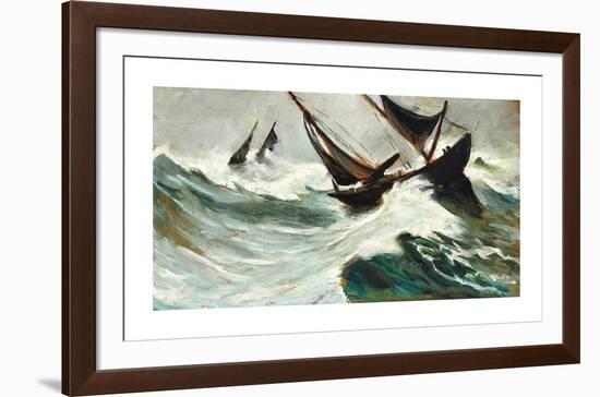Ships in Hurricane-Christian Krohg-Framed Premium Giclee Print