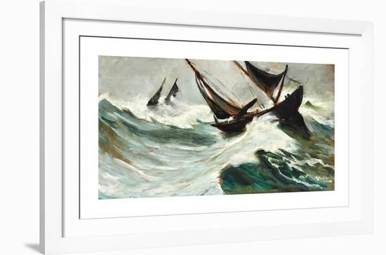 Ships in Hurricane-Christian Krohg-Framed Premium Giclee Print