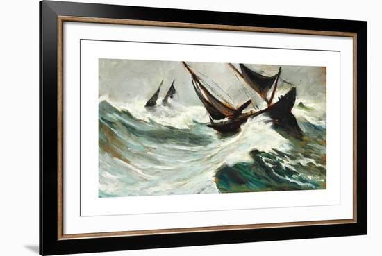 Ships in Hurricane-Christian Krohg-Framed Premium Giclee Print