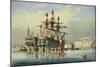 Ships in Ordinary at Devonport, C.1850 (Watercolour)-Nicholas Condy-Mounted Giclee Print