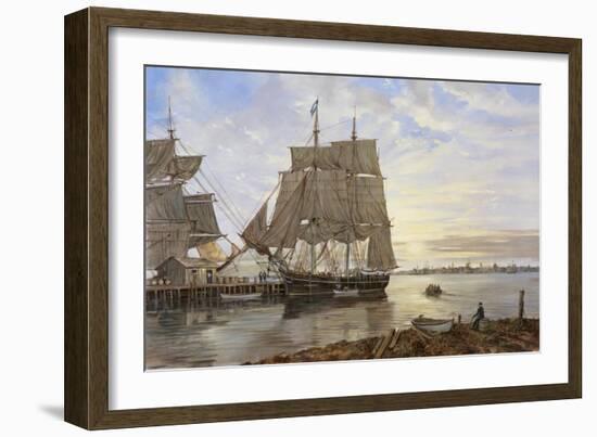 Ships in the Harbor-Jack Wemp-Framed Giclee Print