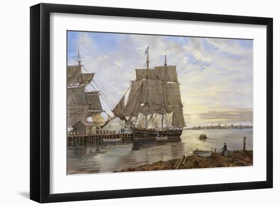 Ships in the Harbor-Jack Wemp-Framed Giclee Print