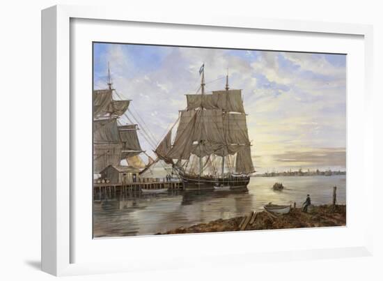 Ships in the Harbor-Jack Wemp-Framed Giclee Print