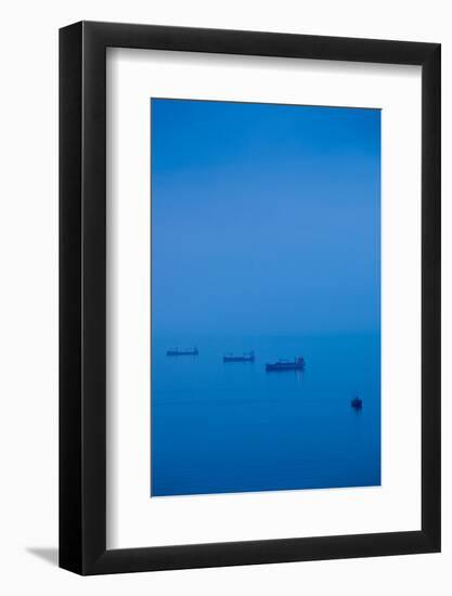 Ships in the sea, Malaga, Andalusia, Spain-null-Framed Photographic Print
