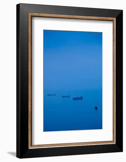 Ships in the sea, Malaga, Andalusia, Spain-null-Framed Photographic Print