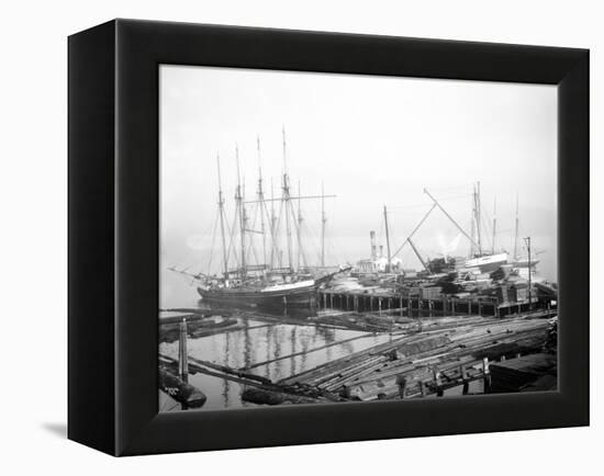 Ships Loading Timber at Docks, Seattle, 1916-Asahel Curtis-Framed Premier Image Canvas