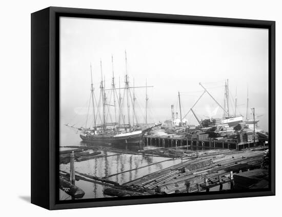 Ships Loading Timber at Docks, Seattle, 1916-Asahel Curtis-Framed Premier Image Canvas