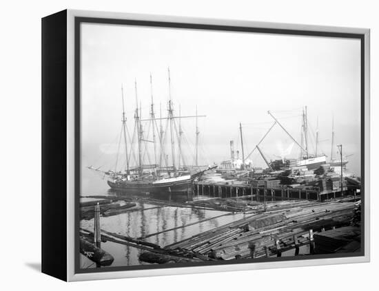 Ships Loading Timber at Docks, Seattle, 1916-Asahel Curtis-Framed Premier Image Canvas