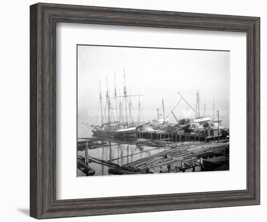 Ships Loading Timber at Docks, Seattle, 1916-Asahel Curtis-Framed Giclee Print