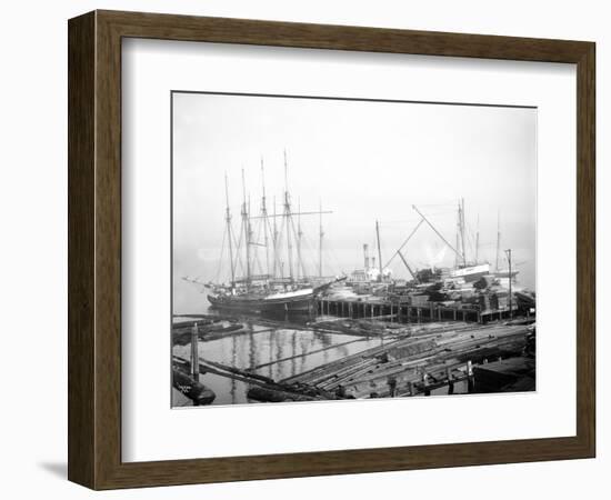 Ships Loading Timber at Docks, Seattle, 1916-Asahel Curtis-Framed Giclee Print