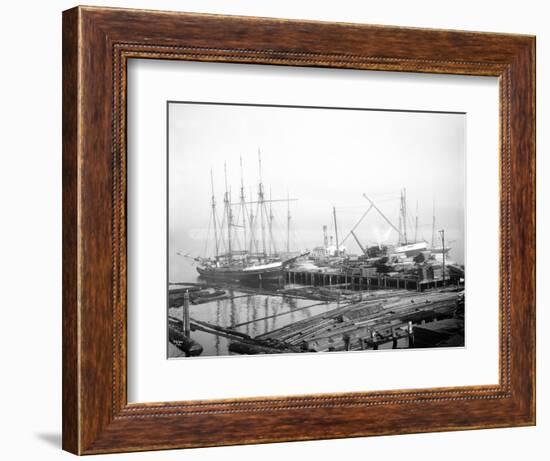 Ships Loading Timber at Docks, Seattle, 1916-Asahel Curtis-Framed Giclee Print