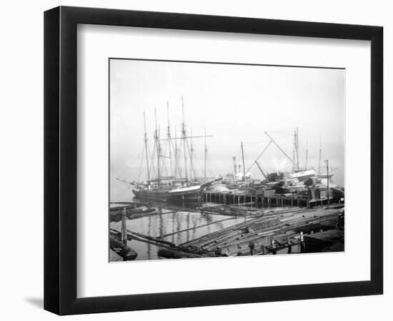 Ships Loading Timber at Docks, Seattle, 1916-Asahel Curtis-Framed Giclee Print