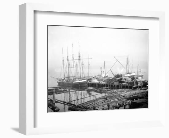 Ships Loading Timber at Docks, Seattle, 1916-Asahel Curtis-Framed Giclee Print