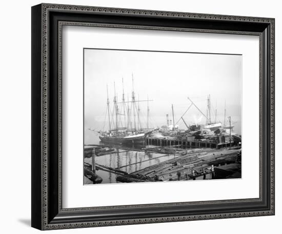 Ships Loading Timber at Docks, Seattle, 1916-Asahel Curtis-Framed Giclee Print