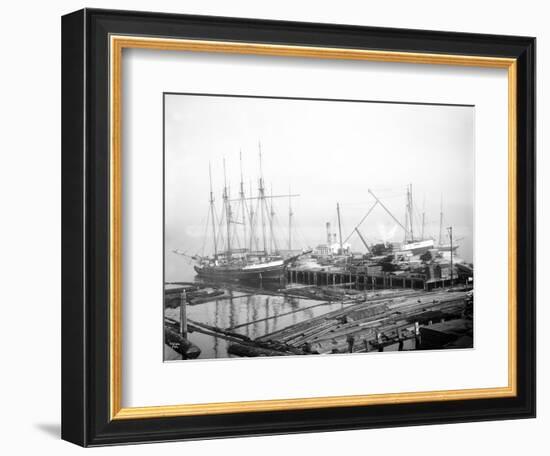 Ships Loading Timber at Docks, Seattle, 1916-Asahel Curtis-Framed Giclee Print