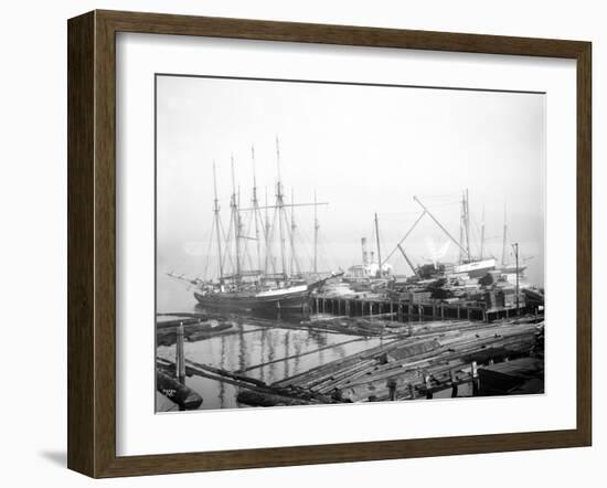 Ships Loading Timber at Docks, Seattle, 1916-Asahel Curtis-Framed Giclee Print