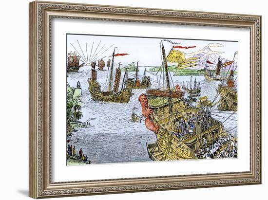 Ships of Marco Polo on the Mediterranean Sea, c.1300-null-Framed Giclee Print