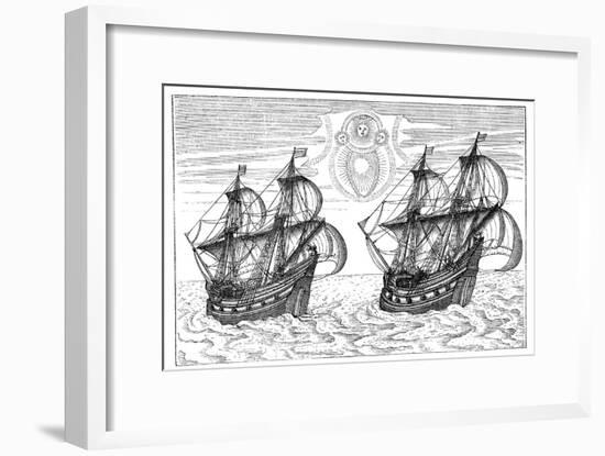 Ships of Willem Barents' Expedition to the Arctic, 1596-null-Framed Giclee Print