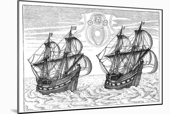 Ships of Willem Barents' Expedition to the Arctic, 1596-null-Mounted Giclee Print