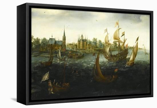 Ships Off Ijsselmonde-Aert Anthonisz-Framed Stretched Canvas