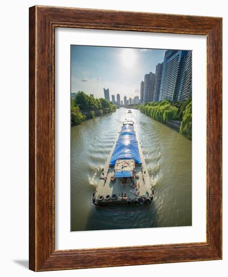 Ships on Grand Canal (Da Yun He), Hangzhou, Zhejiang, China, Asia-Andreas Brandl-Framed Photographic Print