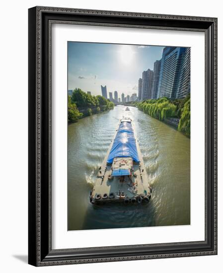 Ships on Grand Canal (Da Yun He), Hangzhou, Zhejiang, China, Asia-Andreas Brandl-Framed Photographic Print