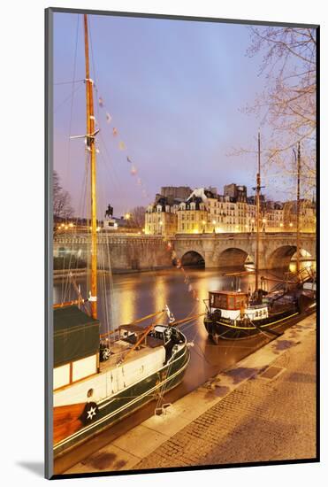 Ships on River Seine and Pont Neuf Bridge, Paris, Ile De France, France, Europe-Markus Lange-Mounted Photographic Print