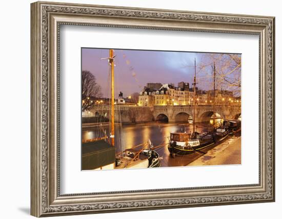 Ships on the River Seine and Pont Neuf, Paris, Ile De France, France, Europe-Markus Lange-Framed Photographic Print