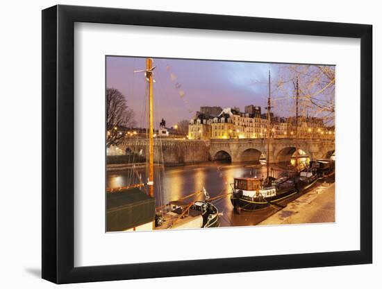 Ships on the River Seine and Pont Neuf, Paris, Ile De France, France, Europe-Markus Lange-Framed Photographic Print