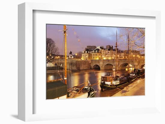 Ships on the River Seine and Pont Neuf, Paris, Ile De France, France, Europe-Markus Lange-Framed Photographic Print