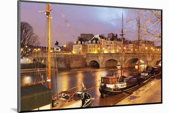 Ships on the River Seine and Pont Neuf, Paris, Ile De France, France, Europe-Markus Lange-Mounted Photographic Print