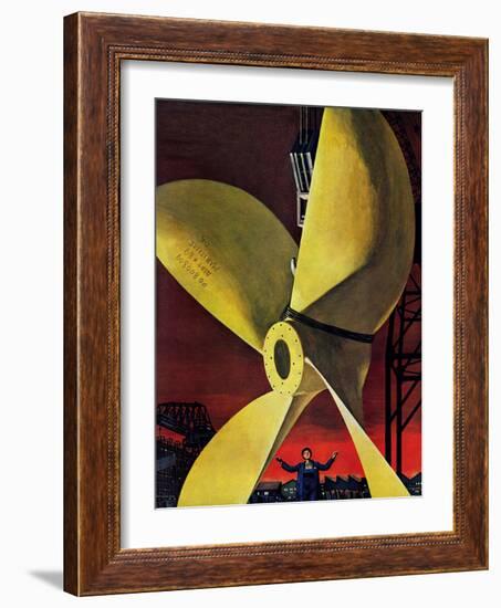 "Ships Propeller," February 26, 1944-Fred Ludekens-Framed Giclee Print