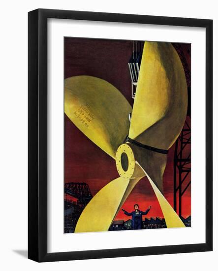 "Ships Propeller," February 26, 1944-Fred Ludekens-Framed Giclee Print